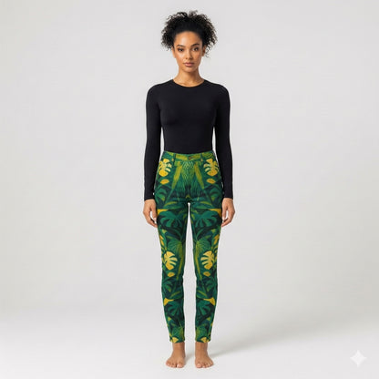 Skinny Jeans Green Leaves - Slim Jeans in Heavyweight Stretch Cotton Denim