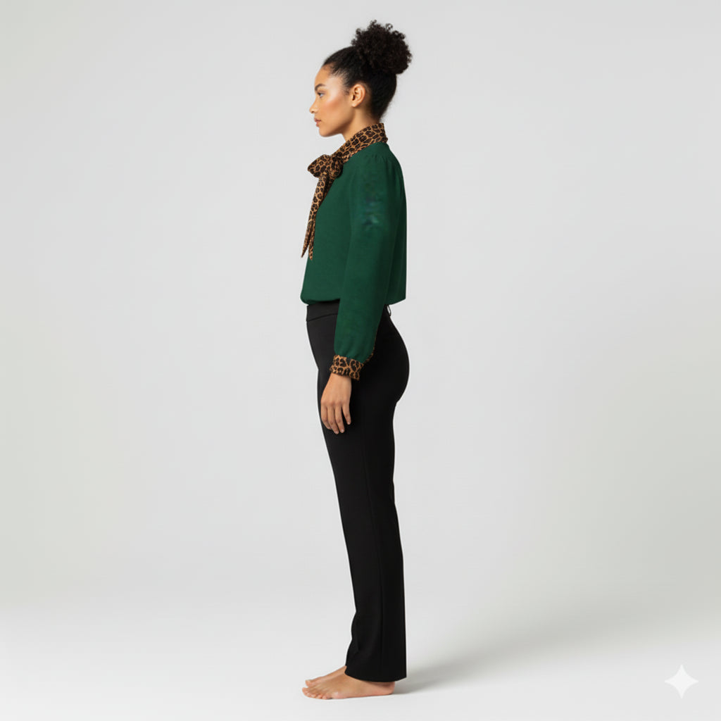 Women's Scarf Neck Blouse (dark green)