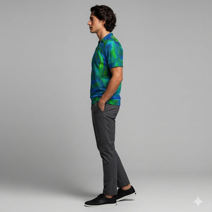 Polo Shirt with V Neck  Blue Moon