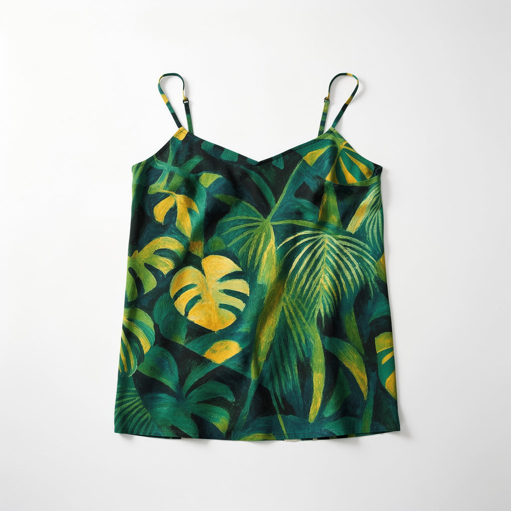 Camisole Green Leaves | Lightweight Organic Cotton Voile