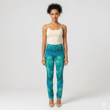 Skinny Jeans Turquoise Watercolors