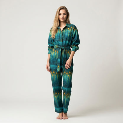 Relax Fit Woven Jumpsuit Starlight - Cotton Poplin Zipper Front