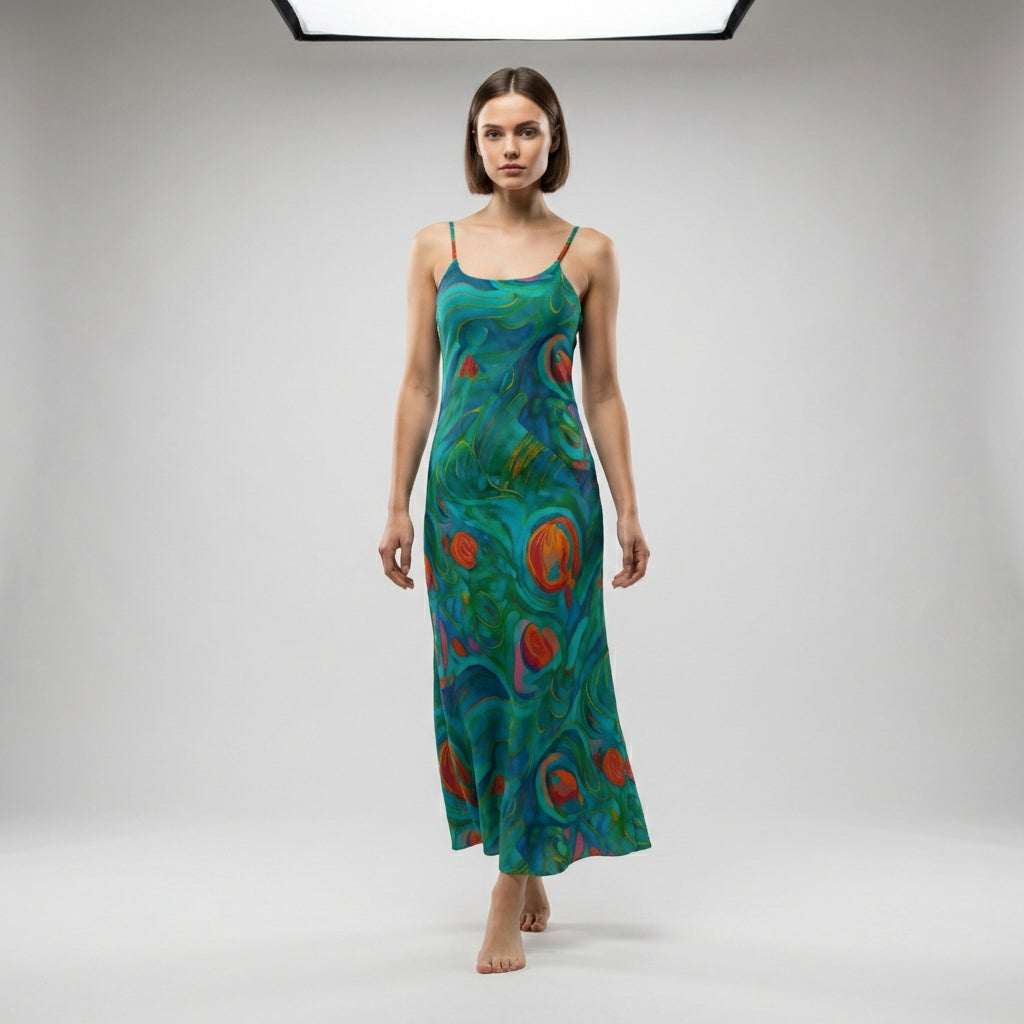 Bias Slip Dress Floral Swamp