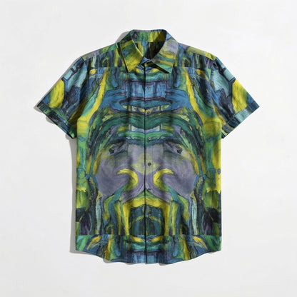 Short Sleeve Dress Shirt Blue Jungle