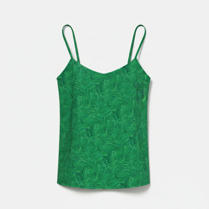 Camisole Dark Green Noodles in Lightweight Organic Cotton Voile