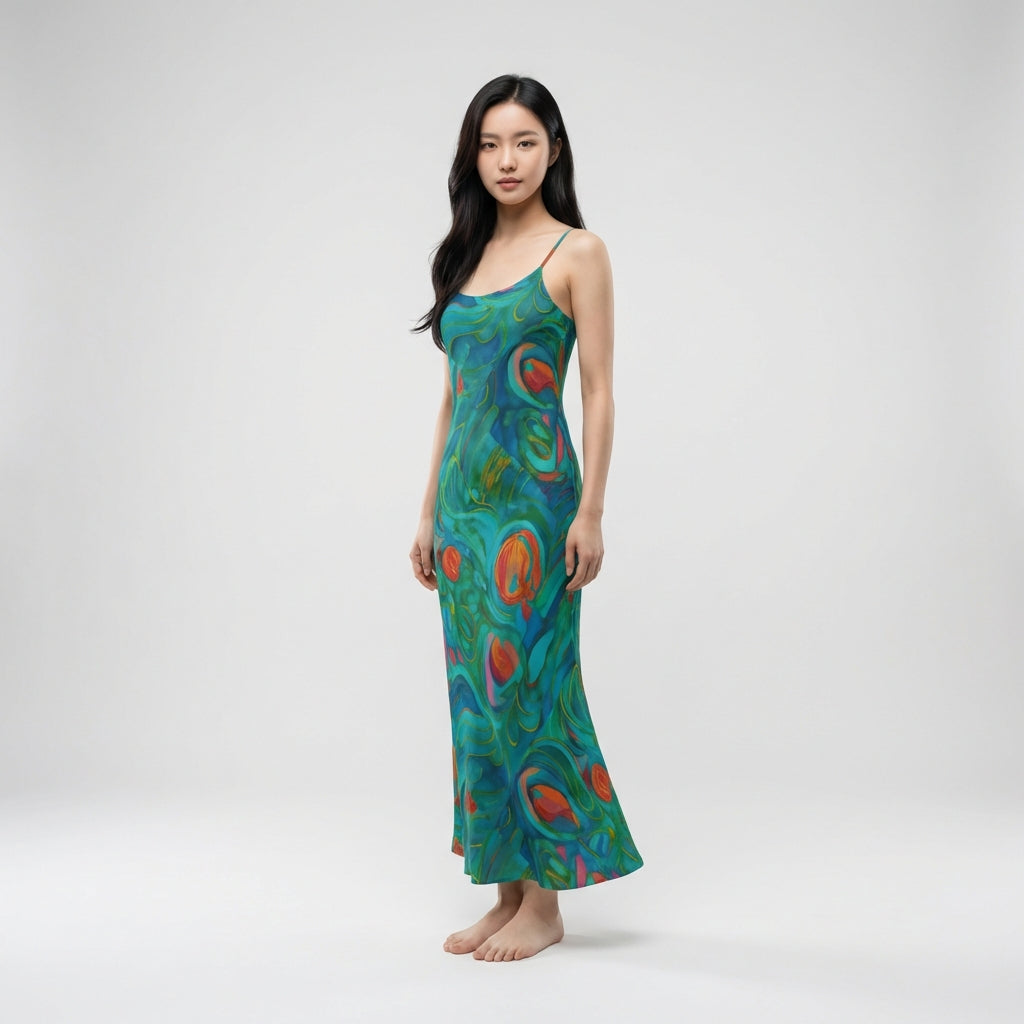 Bias Slip Dress Floral Swamp