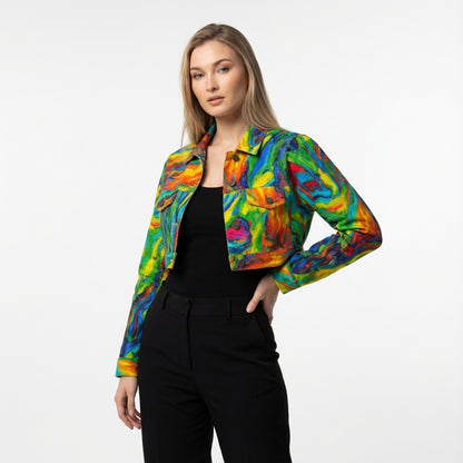 Cropped Jean Jacket Green Jungle