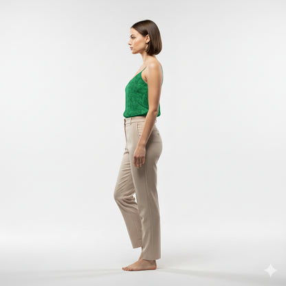 Camisole Dark Green Noodles in Lightweight Organic Cotton Voile