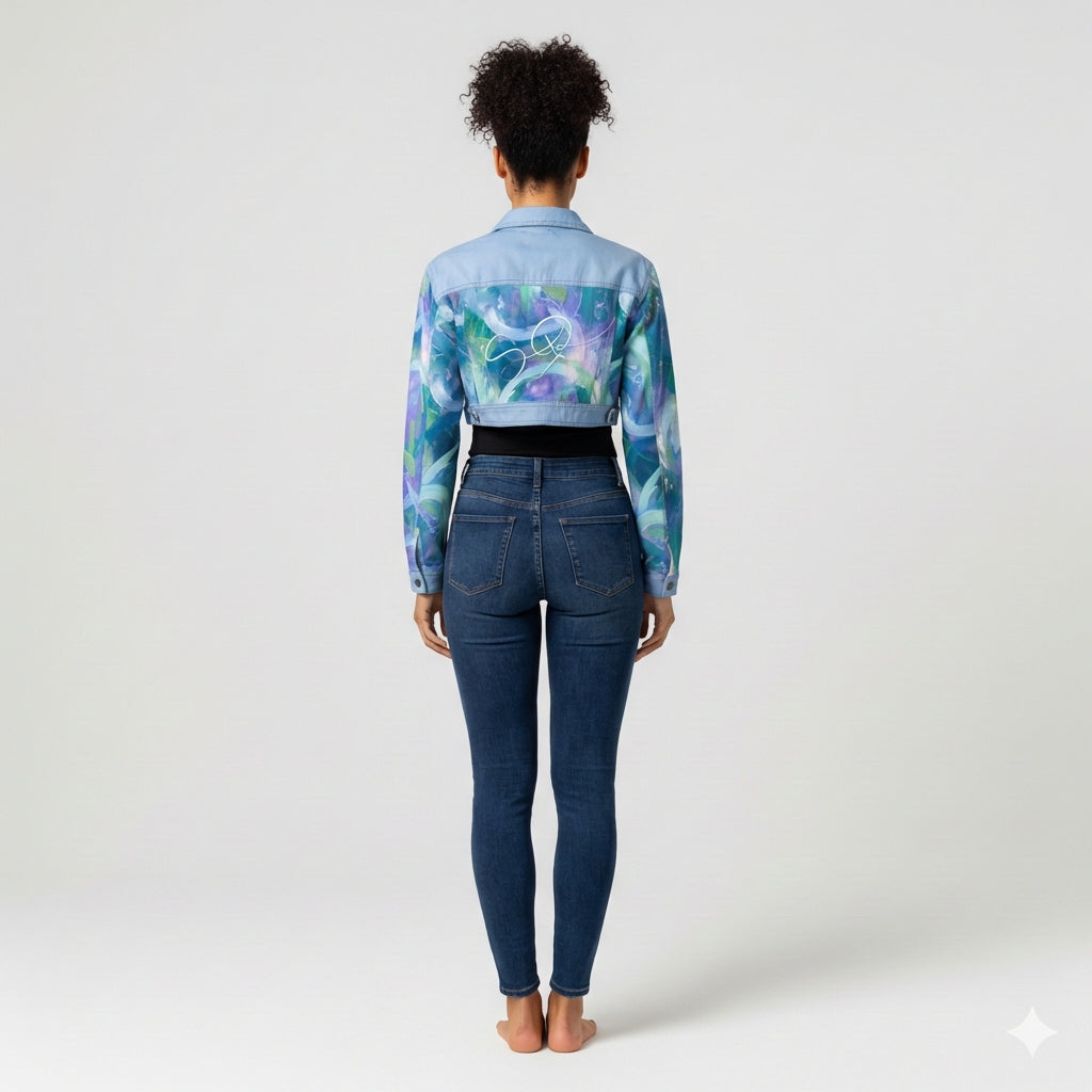 Cropped Jean Jacket in Heavyweight Stretch Cotton Denim