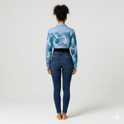 Cropped Jean Jacket in Heavyweight Stretch Cotton Denim