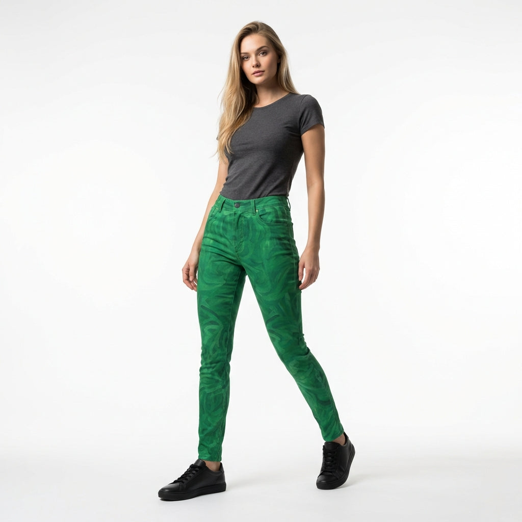 Skinny Jeans Dark Green Noodles