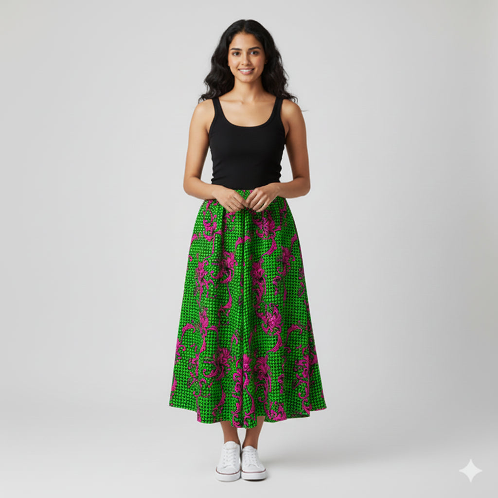 Pink & Green Houndstooth Palazzo Pants