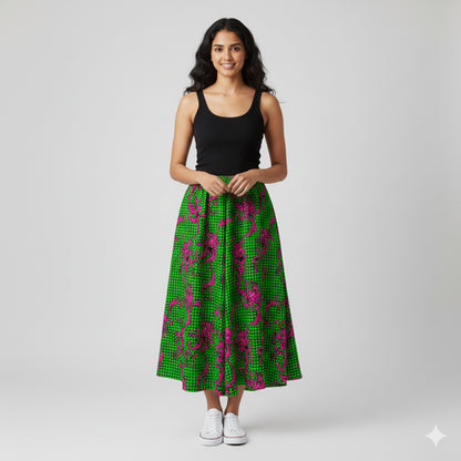Pink & Green Houndstooth Palazzo Pants