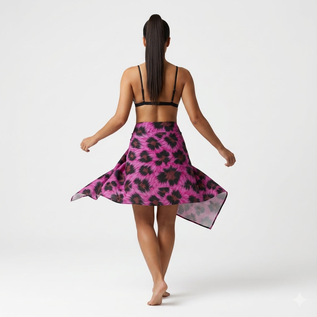 pink Leopard style Mini Sarong in Lightweight Cotton Poplin