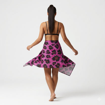 pink Leopard style Mini Sarong in Lightweight Cotton Poplin