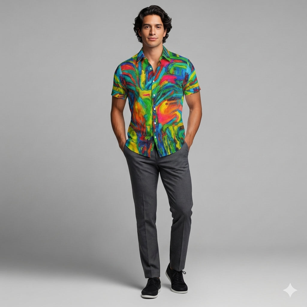 Short Sleeve Dress Shirt Green Jungle