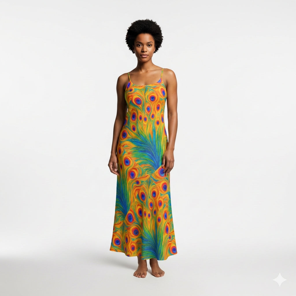 Bias Slip Dress Feather Bouquet