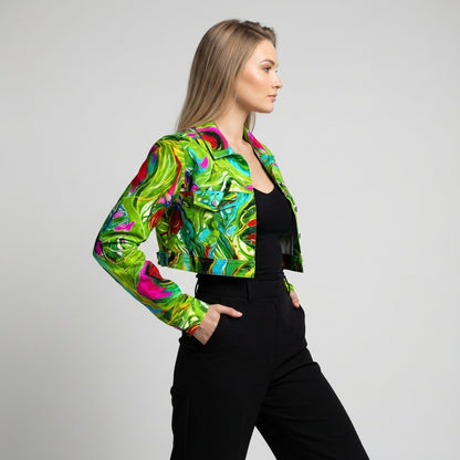 Cropped Jean Cotton Jacket Water Lilies 2