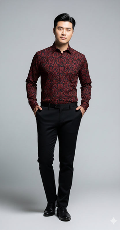 Blood Red Filagree Dress Shirt