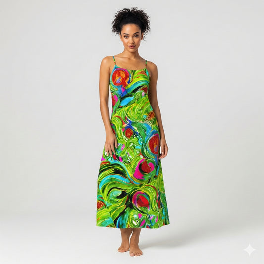 Slip Dress (non Bias) Pink Water Lilies