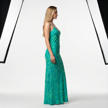 Bias Slip Dress Teal Noodles 