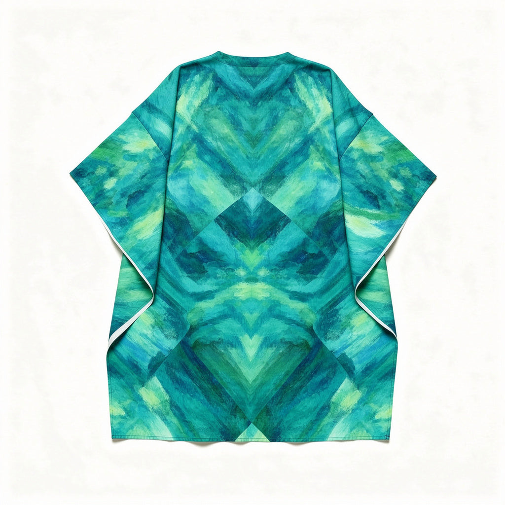 Caftan Turquoise Watercolors in Lightweight Organic Cotton Voile