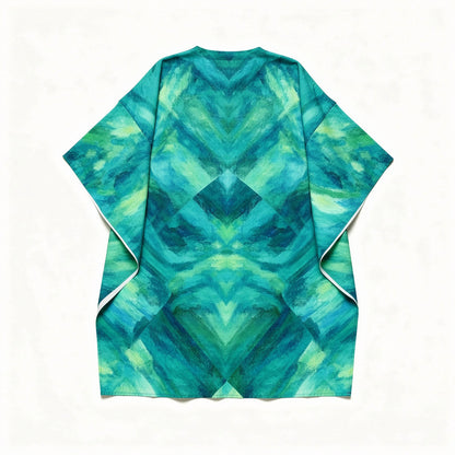 Caftan Turquoise Watercolors in Lightweight Organic Cotton Voile