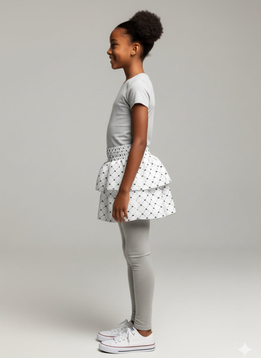 Smocked Ruffle Skirt in Pima Cotton Poplin