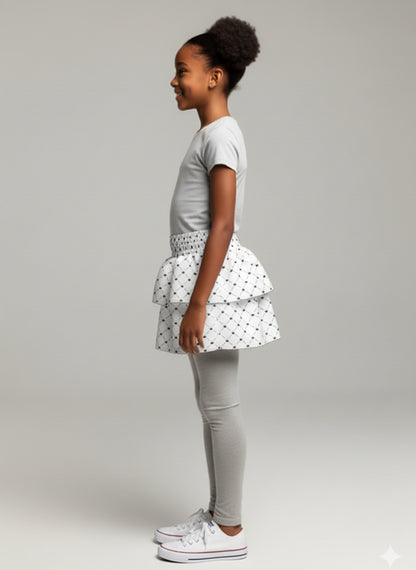 Smocked Ruffle Skirt in Pima Cotton Poplin