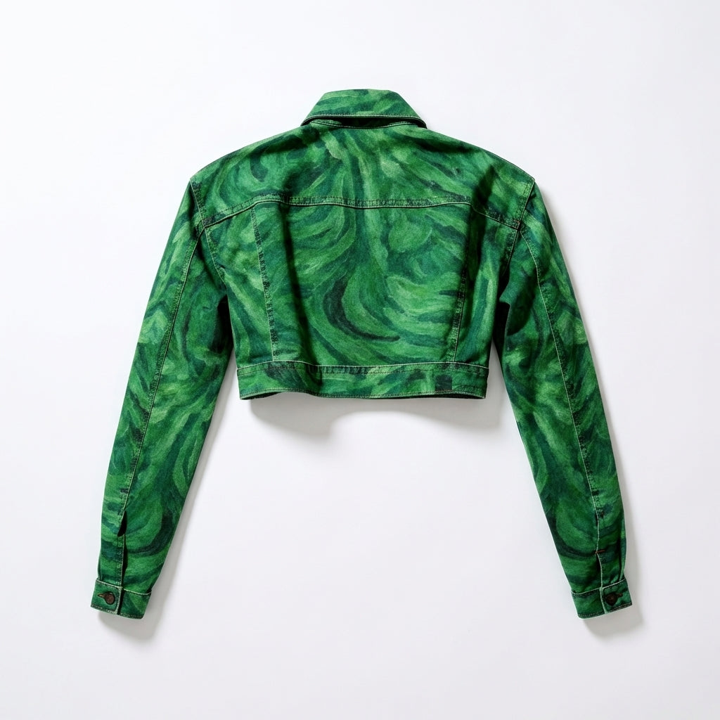 Cropped Jean Cotton Jacket Dark Green Noodles