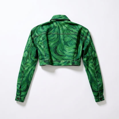 Cropped Jean Cotton Jacket Dark Green Noodles