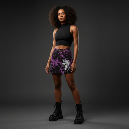 Purple Punk Skull Denim Mini