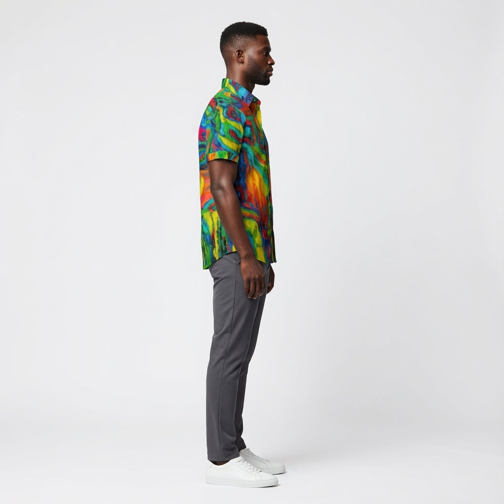 Short Sleeve Dress Shirt Green Jungle