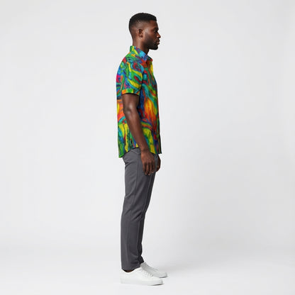 Short Sleeve Dress Shirt Green Jungle