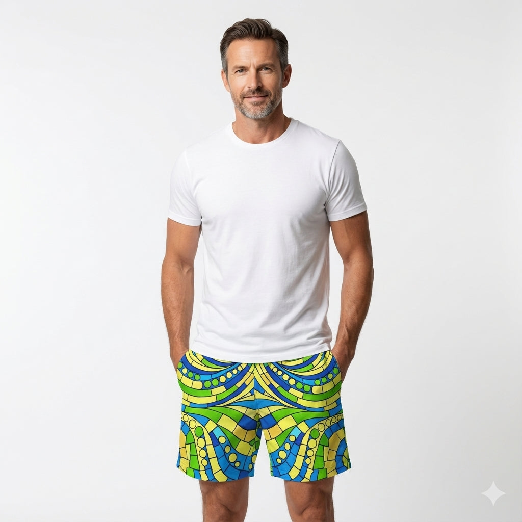Men's Board Shorts Mosaic 4 – 7" Inseam (Lightweight Cotton Poplin)
