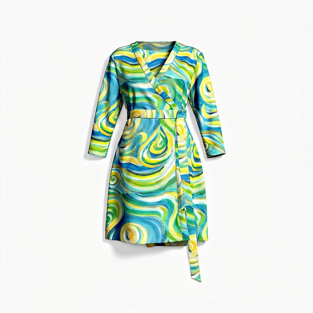 Wrap Dress Sea Swirls