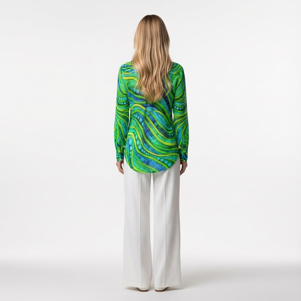 Women's Button Front Shirt Mosaic