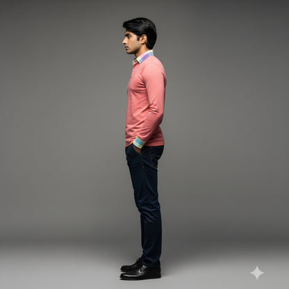 Men's Salmon Long Sleeve Rugby Shirt