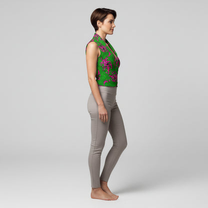 Pink & Green Houndstooth Surplice - Bamboo/Cotton Blend