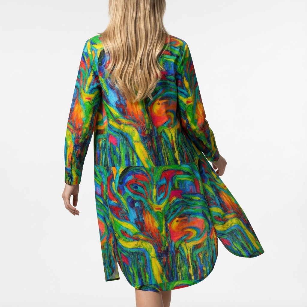  Long Sleeve Shirt Dress Green Jungle