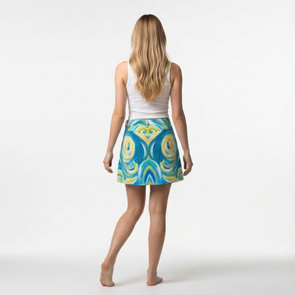 Denim Mini Skirt Sea Swirls