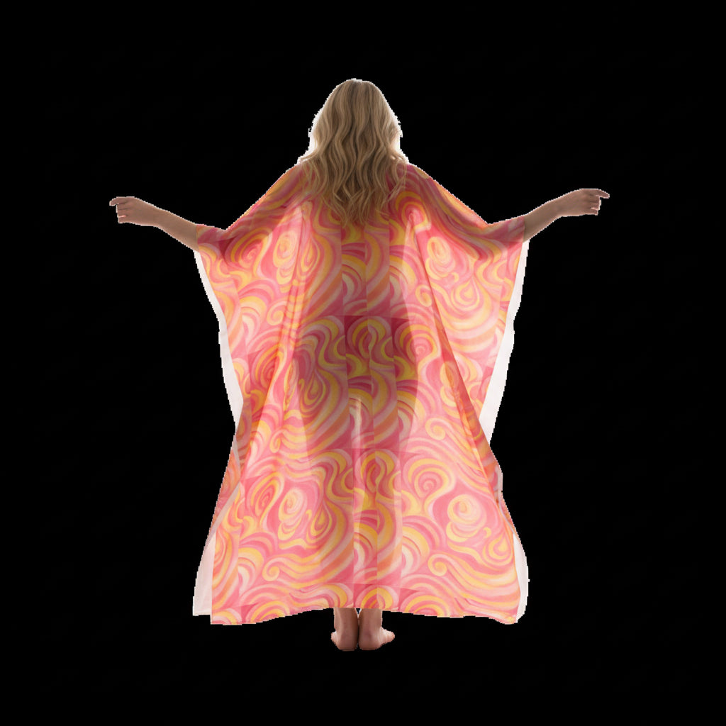 Kaftan Sunset Swirls in Lightweight Organic Cotton Voile