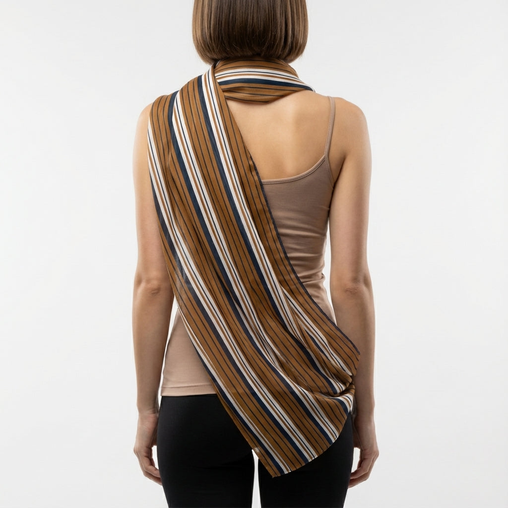 Scarf – orange, navy and white