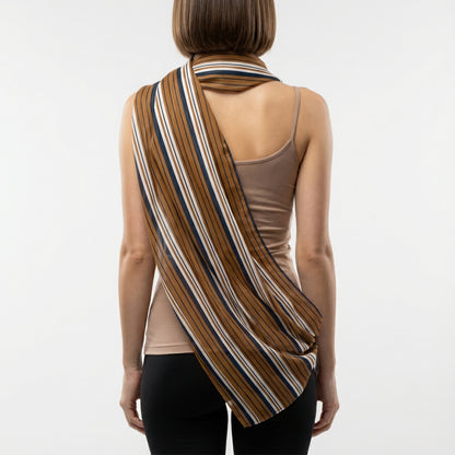 Scarf – orange, navy and white