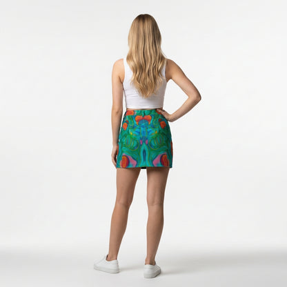 Denim Mini Skirt Floral Swamp