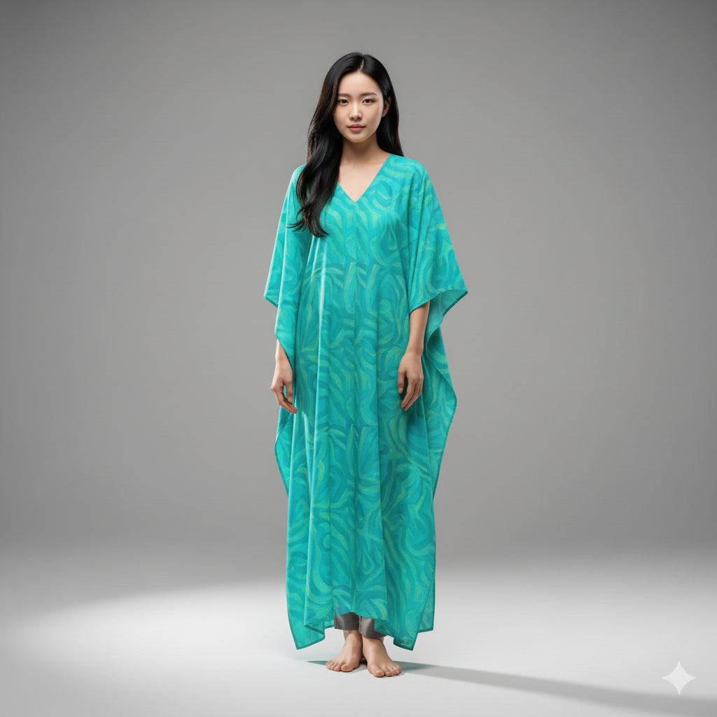 Caftan Organic Cotton Turquoise Noodles