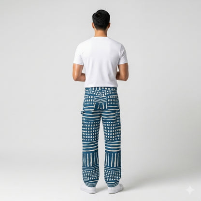 Everywhere Indigo Check Unisex Carpenter Pants 