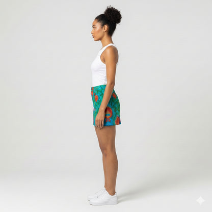 Denim Mini Skirt Floral Swamp