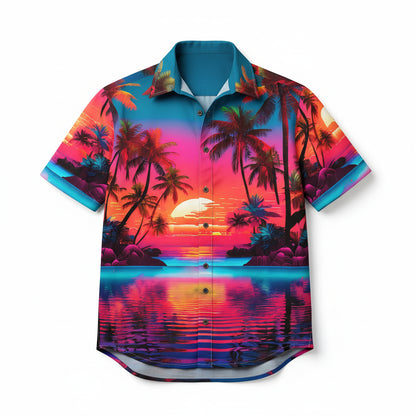 Organic Cotton Hawaiian Shirt – Sunset Paradise Print