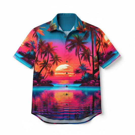 Organic Cotton Hawaiian Shirt – Sunset Paradise Print